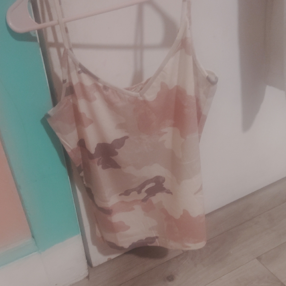Le Mystere Pink and Tan Fitted Camisole